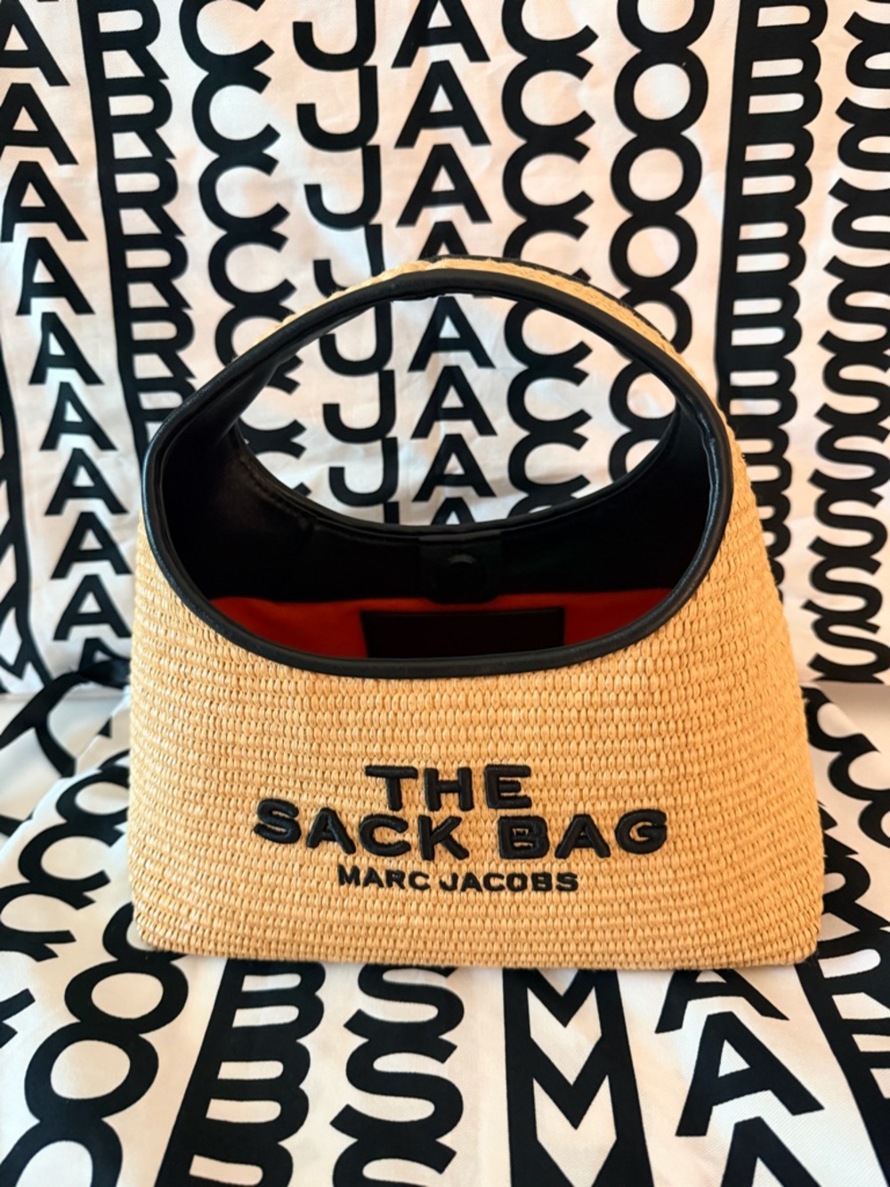 Marc Jacobs mini The Sack Bag Straw in Natural with Black Trim